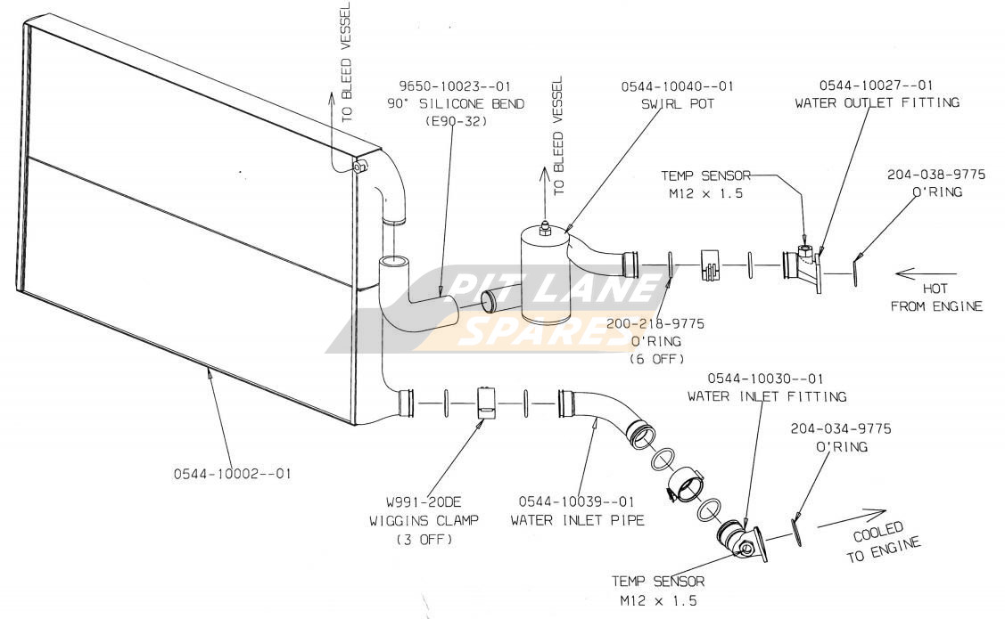 RADIATOR AND WATER PIPES (AER) Diagram